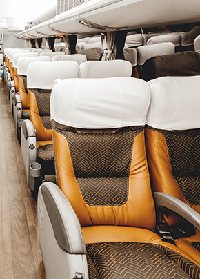 comfortable seating on coach bus